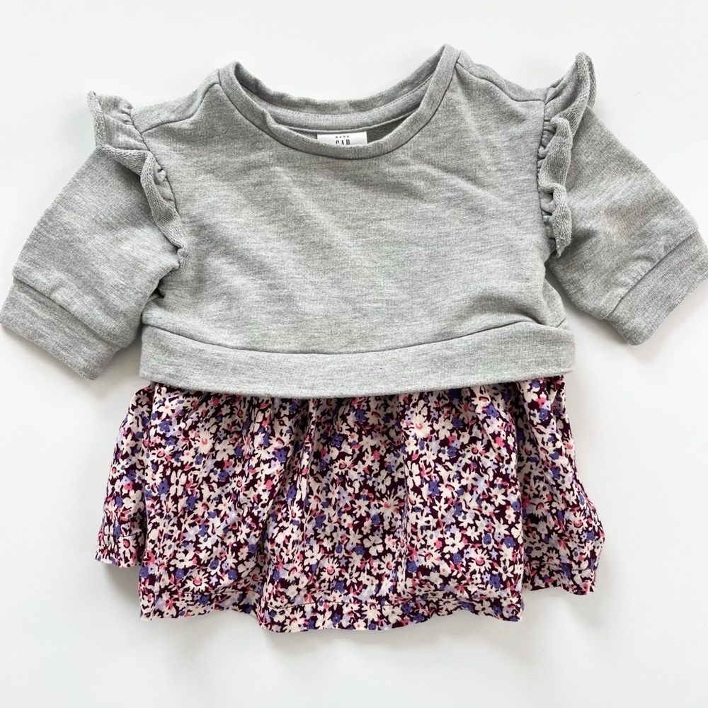 🩵 4/$20 GAP Gray and‎ Floral Kids Casual Dress
